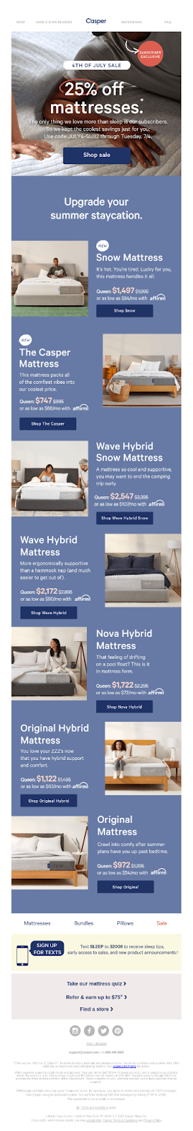 Casper email content